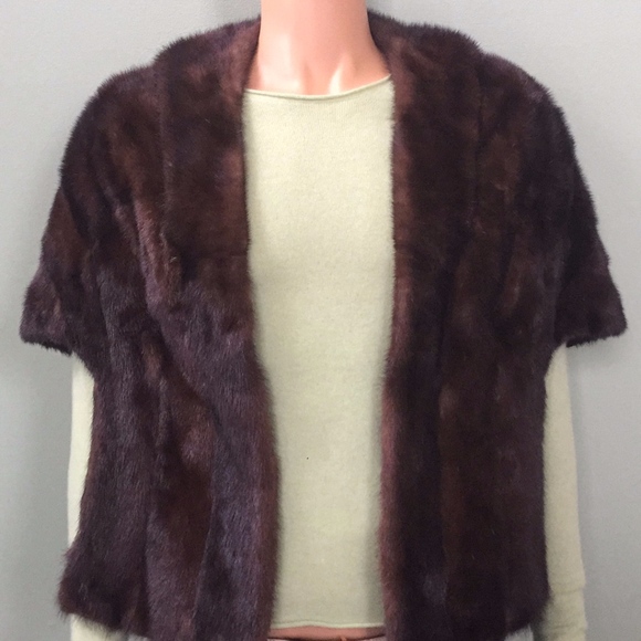 Vintage Rudolphs Brown Mink Fur Wrap-Shawl & Hat